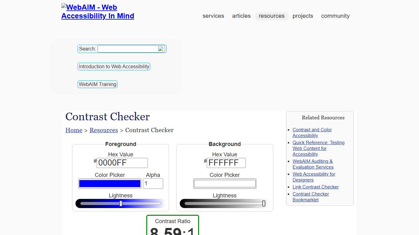 WebAIM: Contrast Checker